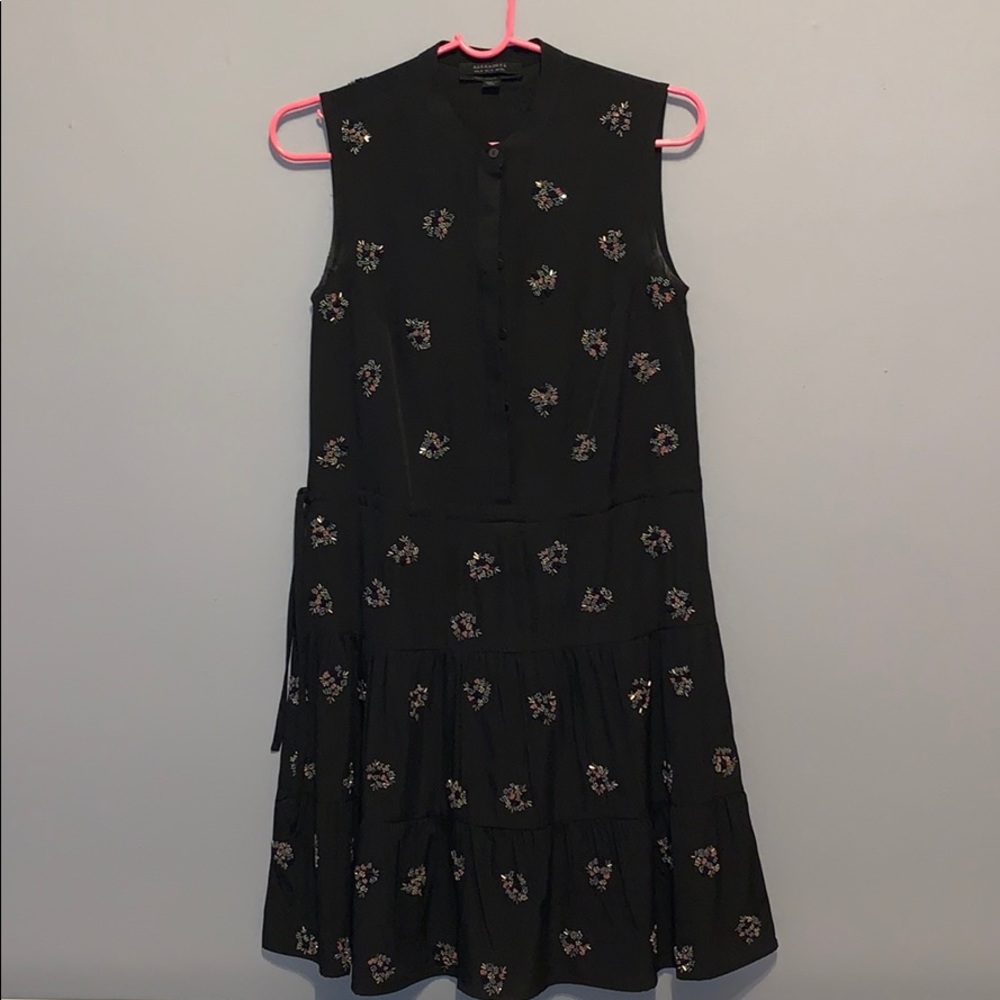 AllSaints black hand beaded silk dress